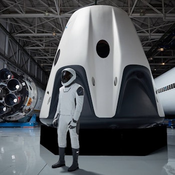 SpaceX Inspiration4 Super bowl ad clip of man in front of spacecraft