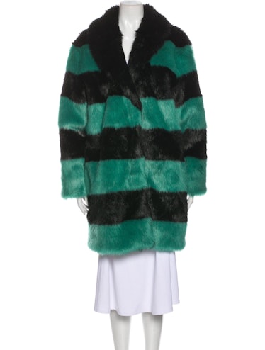 Diane Von Furstenberg Striped Faux Fur Coat