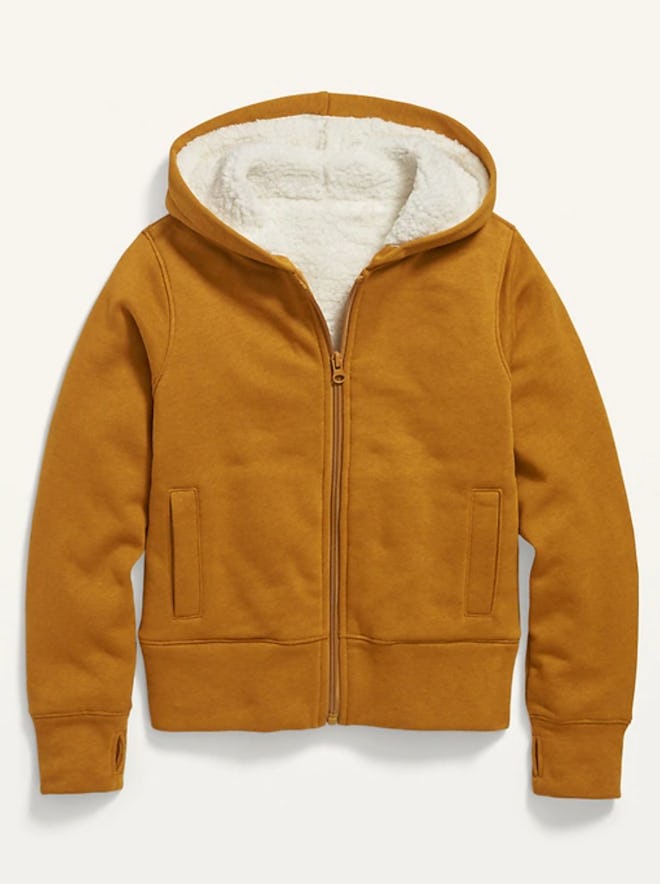 Cozy Sherpa-Lined Zip Hoodie for Girls