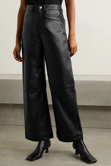 Proenza Schouler White Label Cropped Leather Wide-Leg Pants