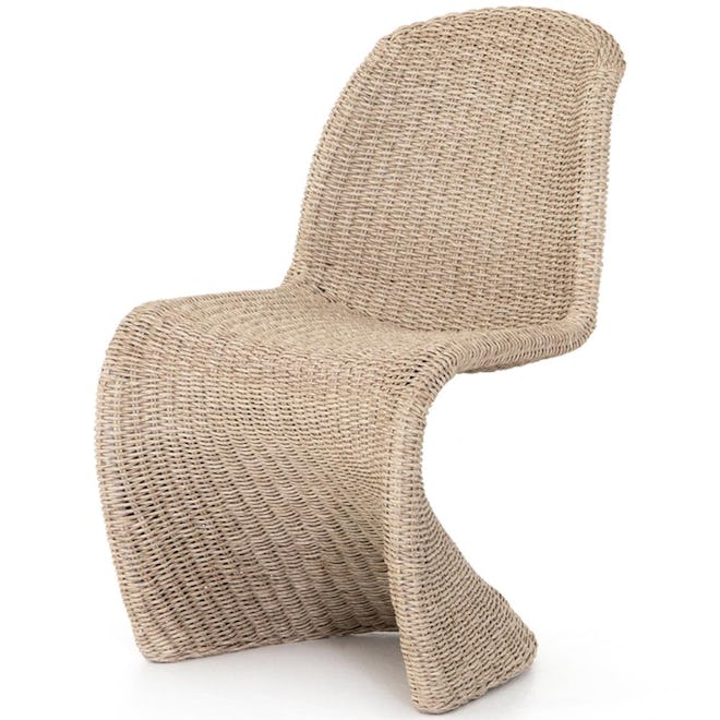 Ivanna Modern Classic Brown Woven Wicker Outdoor Dining Side Chair