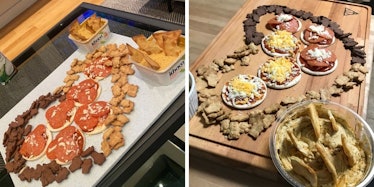 Matt James' charcuterie board made up of Lunchables, Teddy Grahams, and hummus