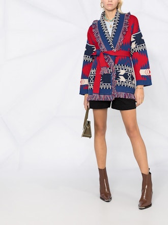 Intarsia-Pattern Icon Cardi-Coat