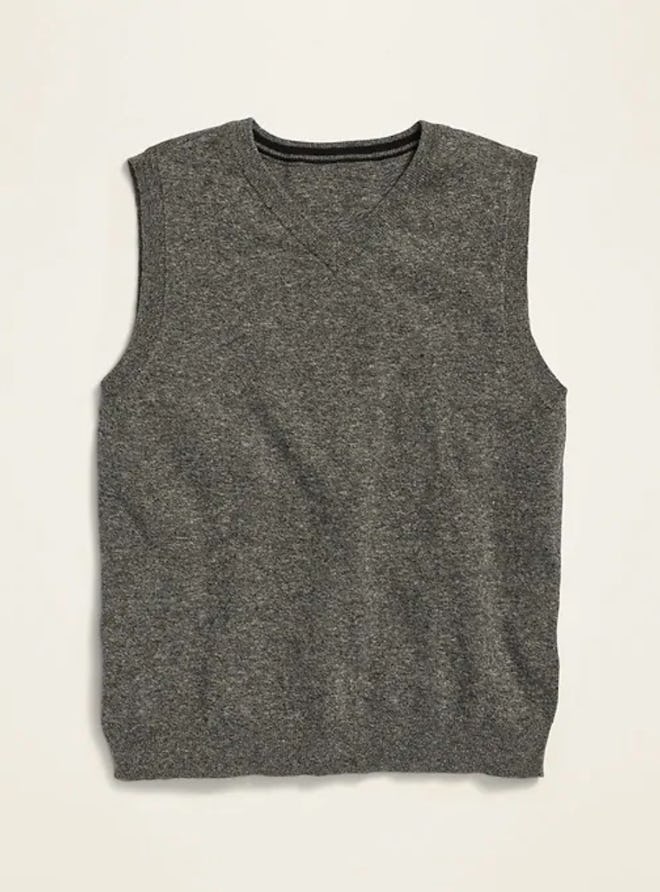 Uniform V-Neck Sweater Vest for Boys in Charcoal