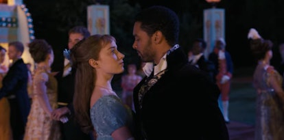 Daphne and Simon dance together at the ball in 'Bridgerton.'