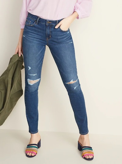 Mid-Rise Distressed Pop Icon Skinny Jeans for Women