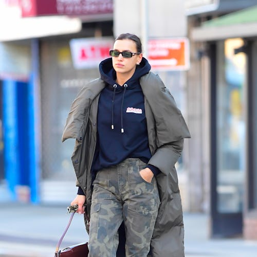 Model Irina Shayk is seen walking in SoHo on November 18, 2020 in New York City. 