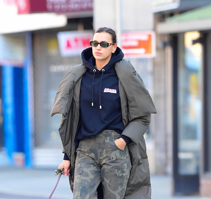 Model Irina Shayk is seen walking in SoHo on November 18, 2020 in New York City.