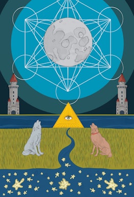 The Moon tarot card corresponds with mutable water zodiac sign Pisces.