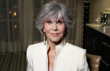Jane Fonda in a white Richard Tyler blazer for the 78th Golden Globe Awards