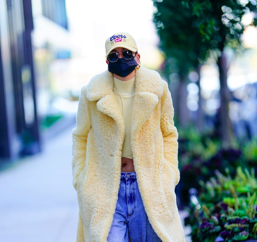 Hailey Bieber is seen going out for coffee on October 17, 2020 in New York City.