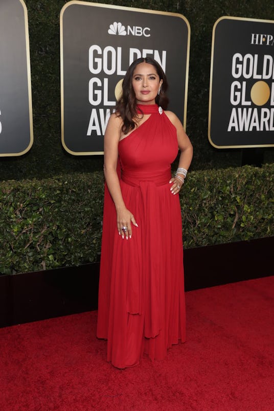 Salma Hayek Alexander McQueen at the 2021 Golden Globes.