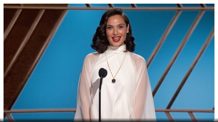 Gal Gadot's Golden Globes gown had sheer sleeves.