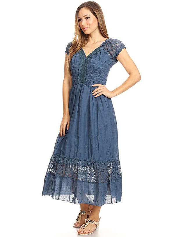 Anna-Kaci Renaissance Boho Inspired Lace Trim Dress