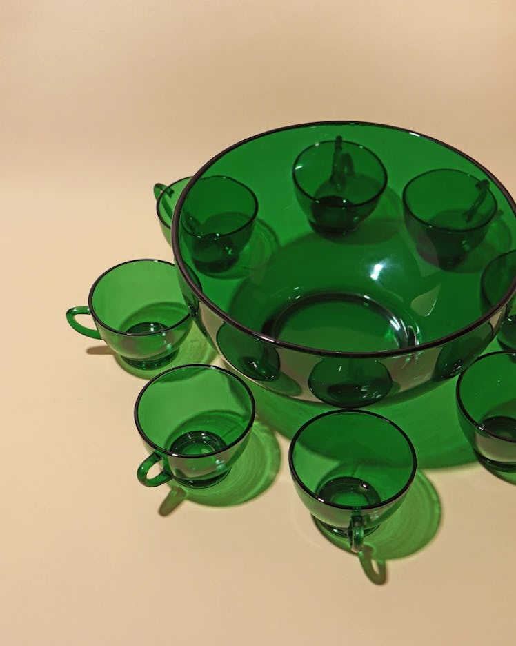 Emerald Punch Bowl Set