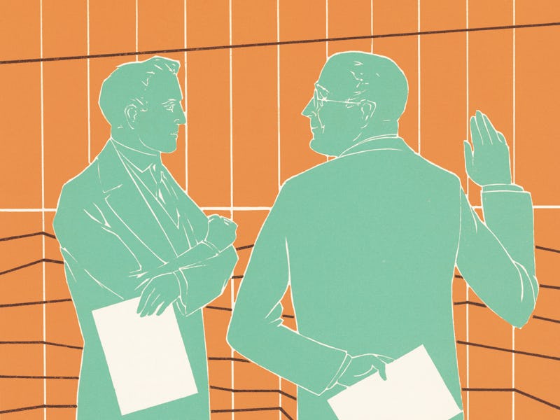 two men talking