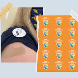 COVID-19 vaccination stickers.