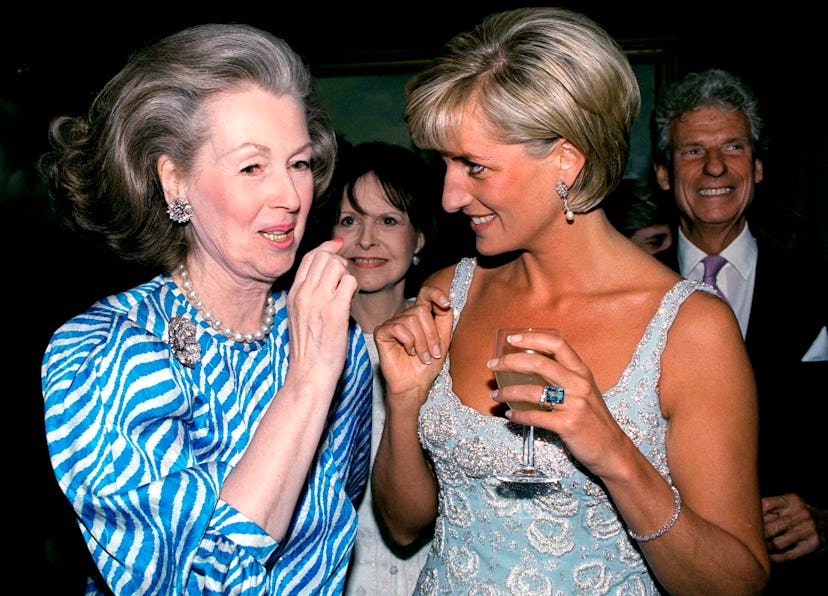 Princess Diana Talking With Raine, Comtesse De Chambrun (previously Her Stepmother, Countess Raine S...