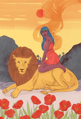 The Strength tarot card corresponds with fixed fire zodiac sign Leo.