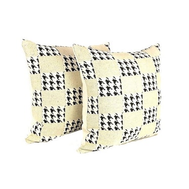 Mid Century Modern Classic Houndstooth & Checkered Pillow - a Pair