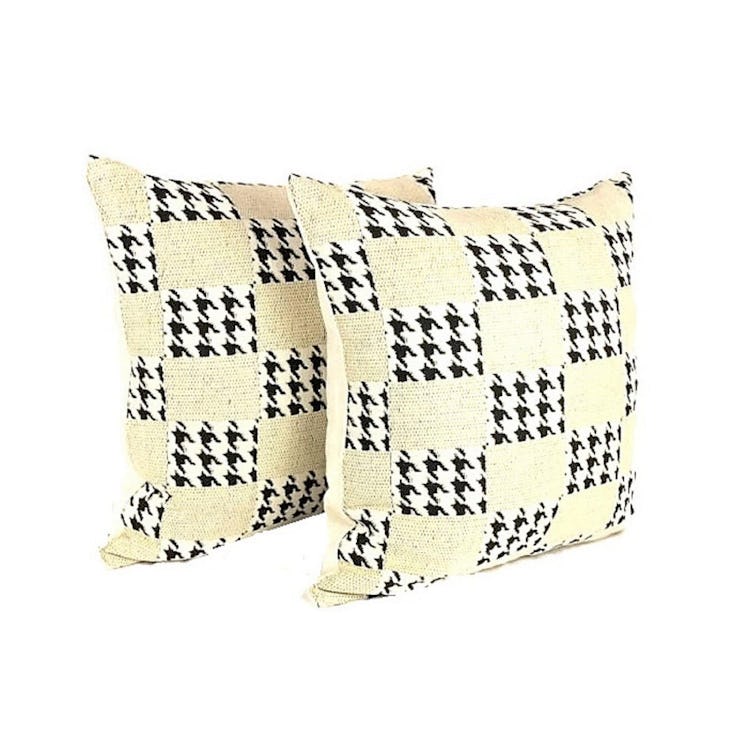 Mid Century Modern Classic Houndstooth & Checkered Pillow - a Pair