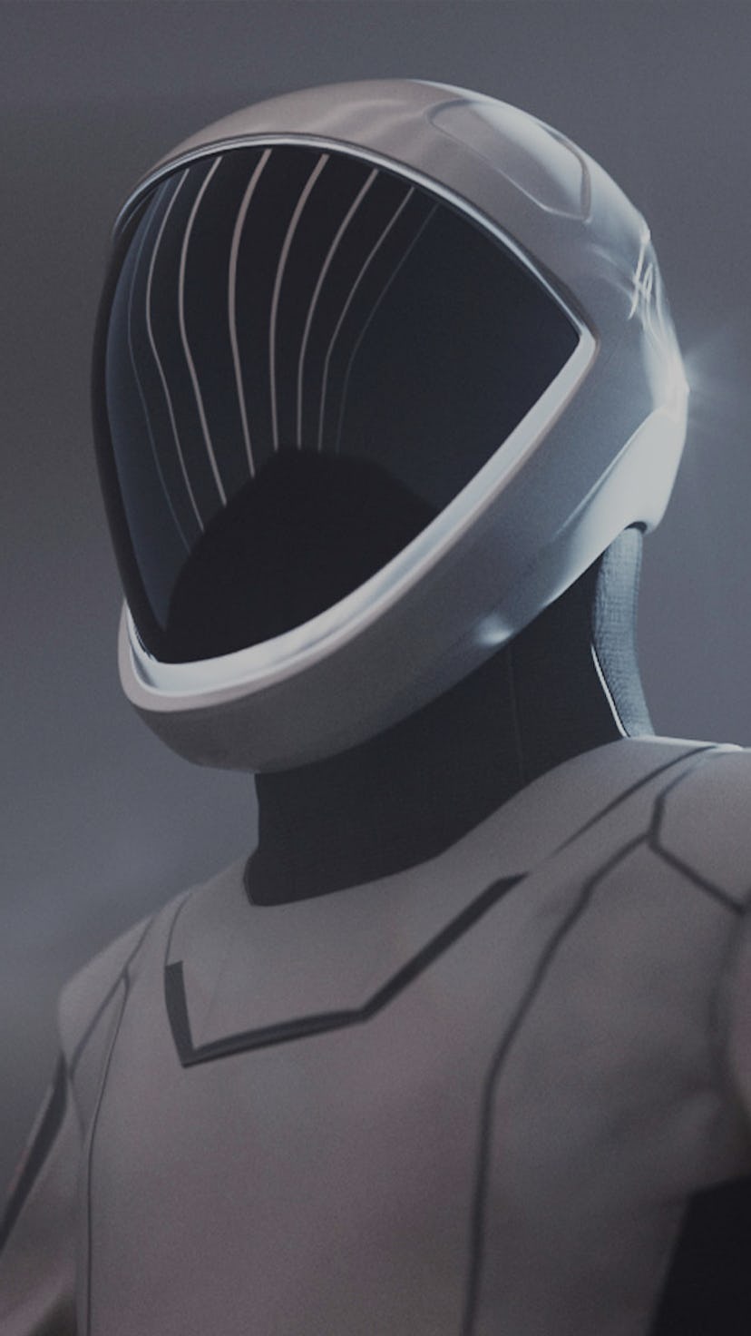 SpaceX spacesuit that the winners of the dearMoon contest will wear.