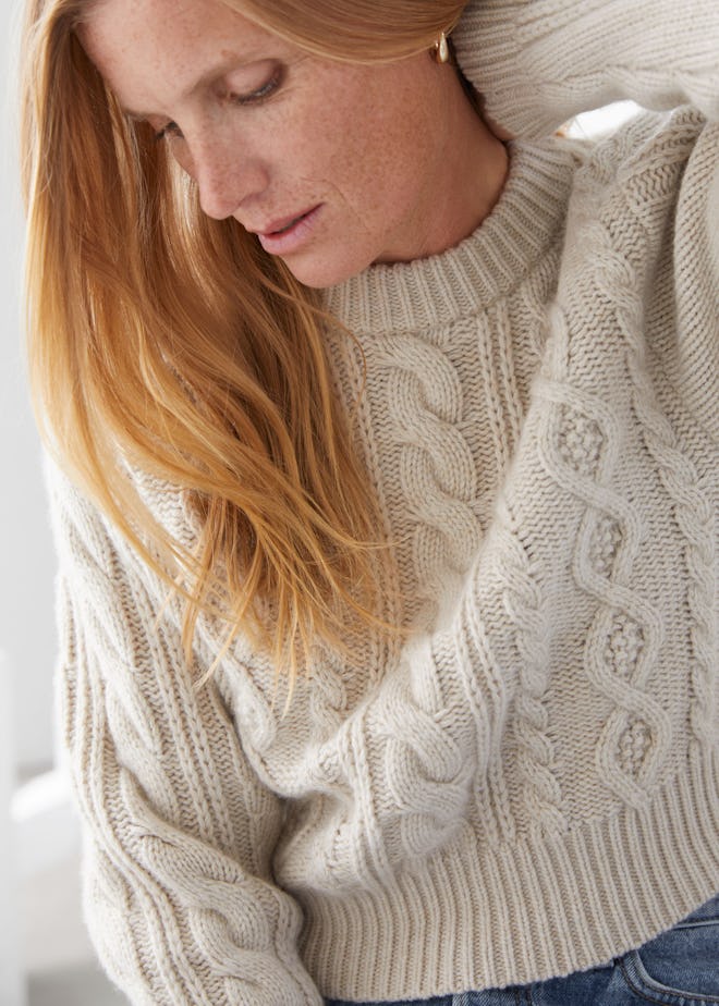 Short Fitted Cable Knit Jumper