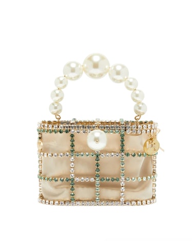 Holli Crystal-Embellished Cage Clutch Bag