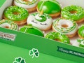 Krispy Kreme St. Patrick's Day 2021 doughnuts include a unicorn option and shamrocks.