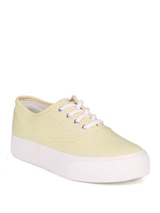 Lace Up Canvas Sneakers in Cream