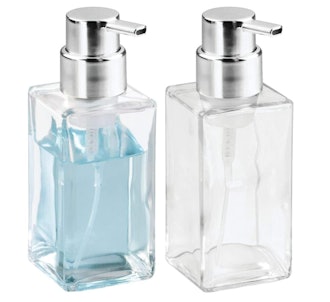  mDesign Modern Square Glass Refillable Foaming Hand Soap Dispensers (2-Pack)