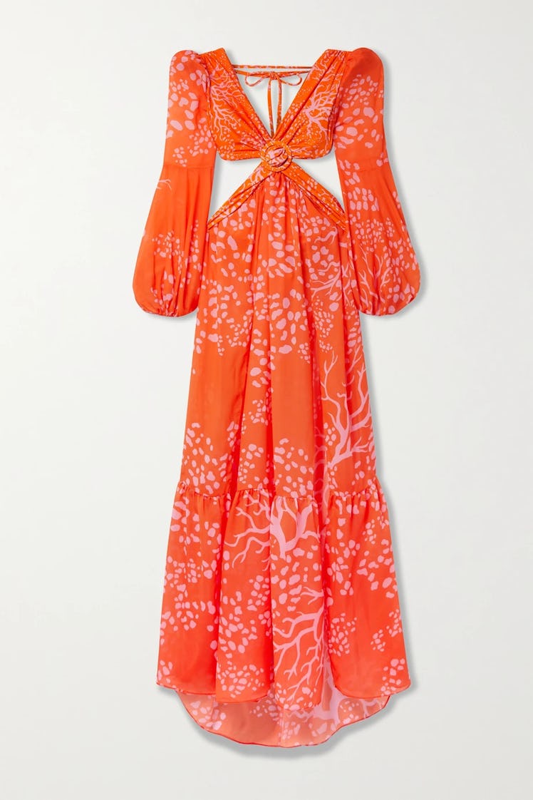 Orange Cutout Printed Maxi Dress