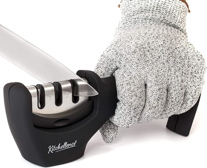 KITCHELLENCE Knife Sharpener and Cut Resistant Glove