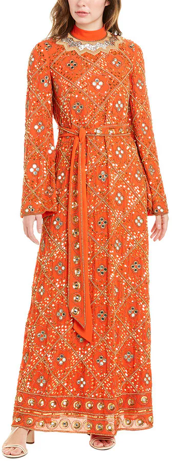 gucci orange sequin dress Salma Hayek Sparkles in Gucci Dress for Oscars 2023 Red Carpet
