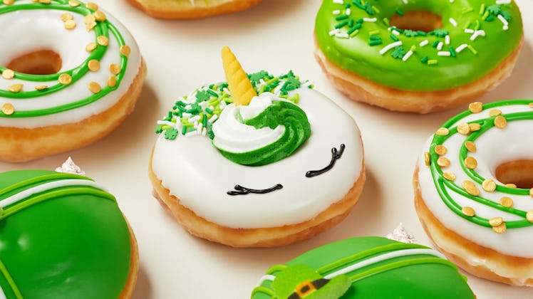Krispy Kreme’s St. Patrick’s Day 2021 doughnuts include green-hued treats.