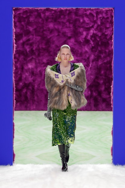 Lydia Kloos walks in Prada's Fall/Winter 2021 runway show.