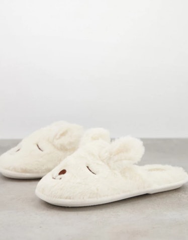 Truffle Collection Bunny Slippers In Cream