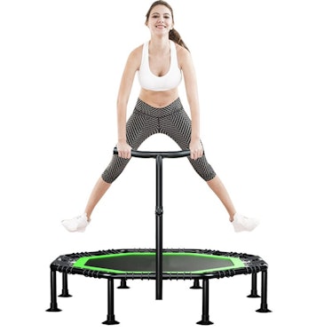 51" Foldable Octagon Indoor Fitness Trampoline with Handlebar