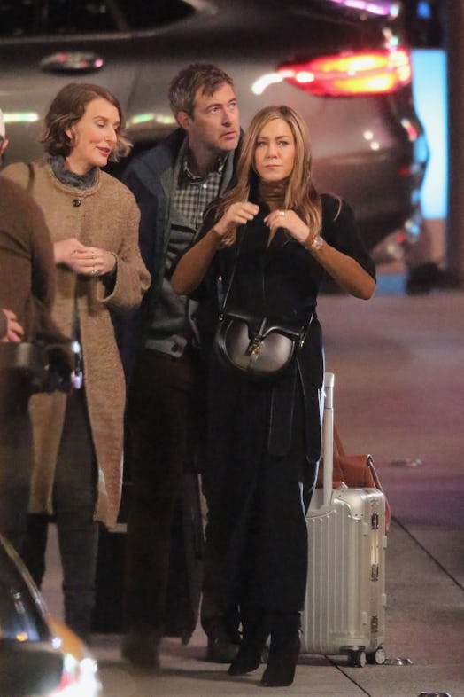 Jennifer Aniston and Reese Witherspoon work into the night on the set of 'The Morning Show' in Los A...