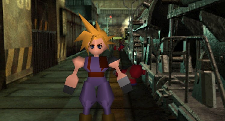 Cloud in all his blocky, PlayStation glory in Final Fantasy VII
