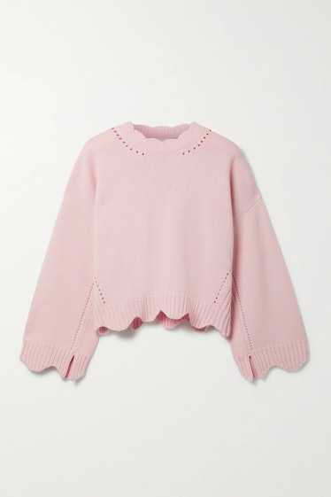 Scalloped Pointelle-Knit Wool And Cashmere-Blend Sweater