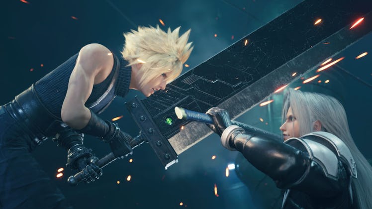 Cloud and Sephiroth fighting in Final Fantasy VII Remake