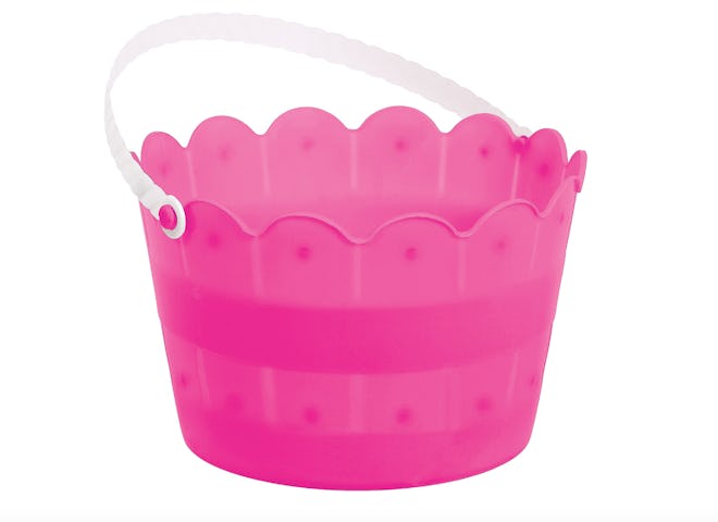 Bright Pink Plastic Scalloped Easter Bucket