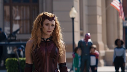 Wanda in her Scarlett Witch costume in WandaVision