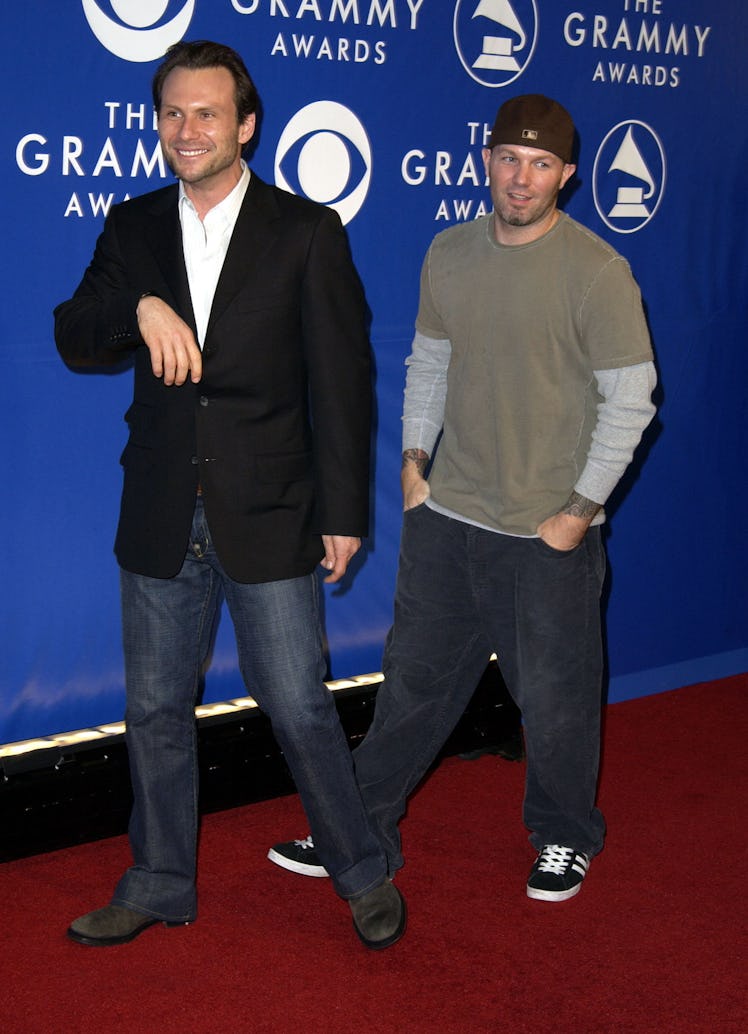 Christian Slater and Fred Durst at the 45th Annual Grammy Awards at Madison Square Garden