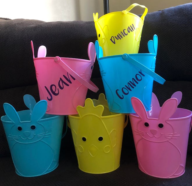Personalized Light Plastic Easter Buckets with Handles