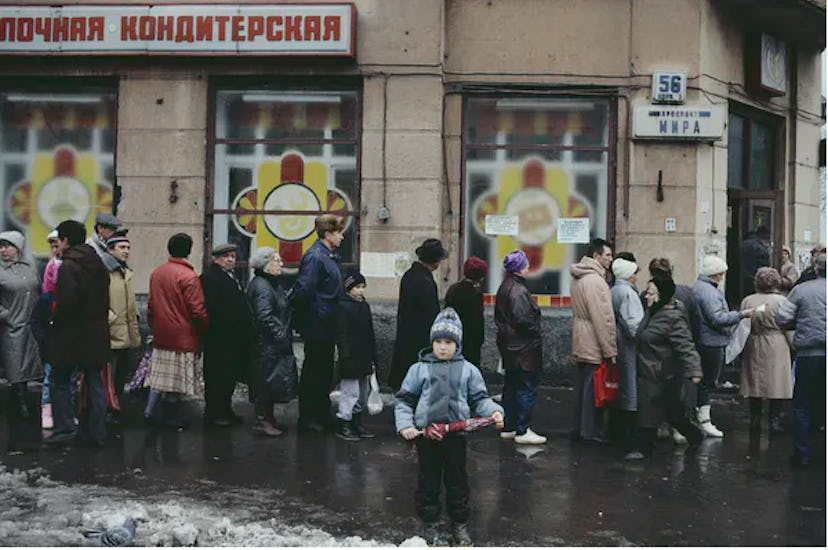Bread lines became a metaphor for the decline of Communism. 
