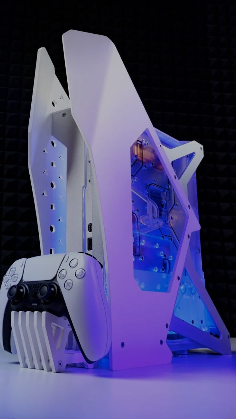 A fully custom PS5 with a liquid cooling system.