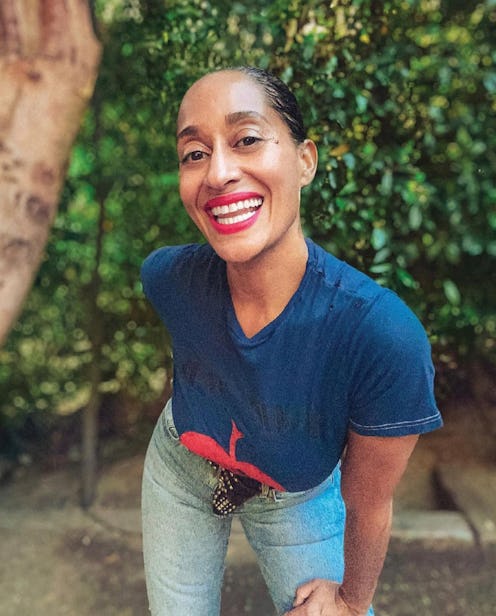 Tracee Ellis Ross posing with a bold black eyeliner