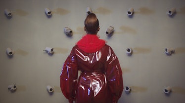 A screenshot from Nina Holmgren’s music video for Justine Skye’s Intruded with the back of a woman i...